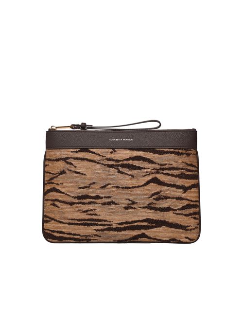 Borsa Busta con stampa tigre in tessutp effetto rafia Elisabetta Franchi | BS12A62E2470